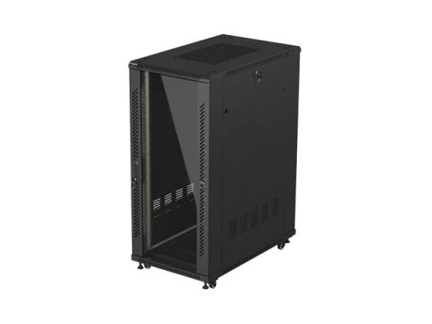 SZAFA INSTALACYJNA RACK STOJĄCA 19" 27U 600X1000 CZARNA DRZWI PRZESZKLONE LANBERG (FLAT PACK)
