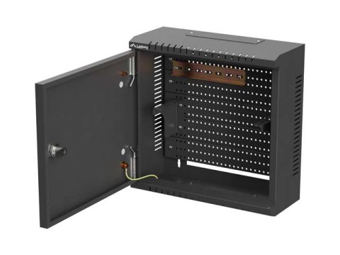 SZAFA INSTALACYJNA TPR 10" Z PŁYTĄ MESH 340X340X140 CZARNA LANBERG (ZŁOŻONA)