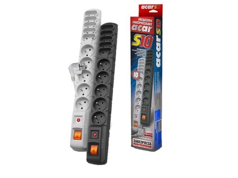 LISTWA ZASILAJĄCA ACAR S10 3M 5X 230V PL 5X EUROPLUG CZARNA
