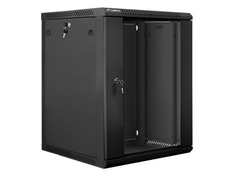 SZAFA INSTALACYJNA RACK WISZĄCA 19" 15U 600X600 CZARNA LANBERG (FLAT PACK) V2