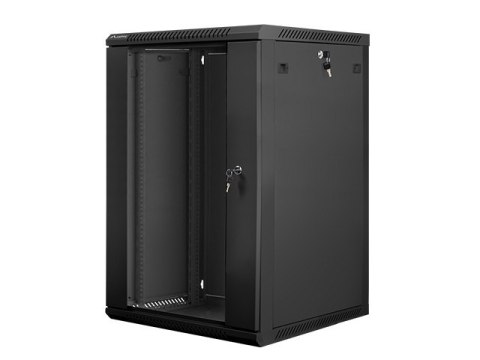 SZAFA INSTALACYJNA RACK WISZĄCA 19" 18U 600X600 CZARNA LANBERG (FLAT PACK) V2