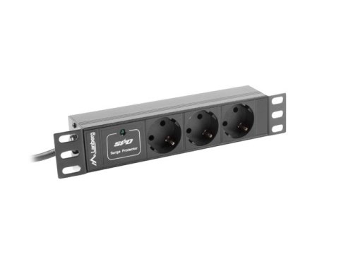LISTWA ZASILAJĄCA RACK PDU 10" LANBERG 1U 10A 2M 3X SCHUKO CZARNA C14