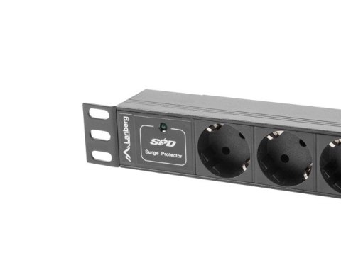 LISTWA ZASILAJĄCA RACK PDU 10" LANBERG 1U 10A 2M 3X SCHUKO CZARNA C14