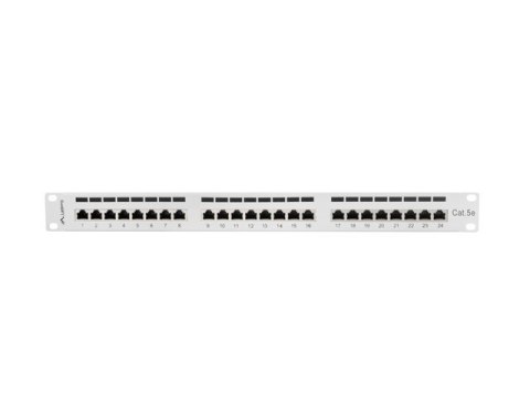 PATCH PANEL 24 PORT 1U 19" KAT.5E FTP Z ORGANIZEREM KABLOWYM EKRANOWANY SZARY LANBERG