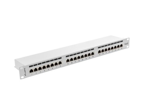 PATCH PANEL 24 PORT 1U 19" KAT.6 FTP Z ORGANIZEREM KABLOWYM EKRANOWANY SZARY LANBERG